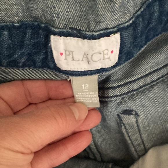 Children’s Place Girl’s Denim Distressed Overalls, size 12 - Picture 7 of 11